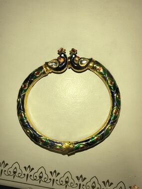 Vibrant Peacock Bangle Bracelet • Meenakari Style Enamel 🦚